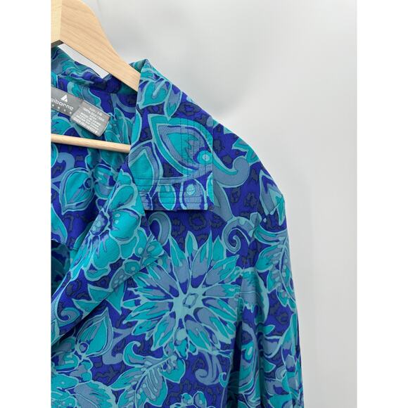 Liz Claiborne Dresses Sweater Women 14 Blue Floral Print Long Sleeve 100% Silk - Picture 4 of 7